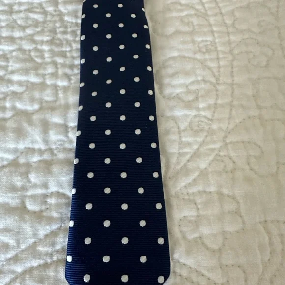 Boys Navy Blue Polka Dot Tie