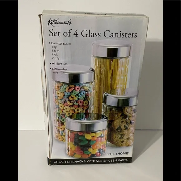 Kitchenworks Set of 4 Glass Containers
