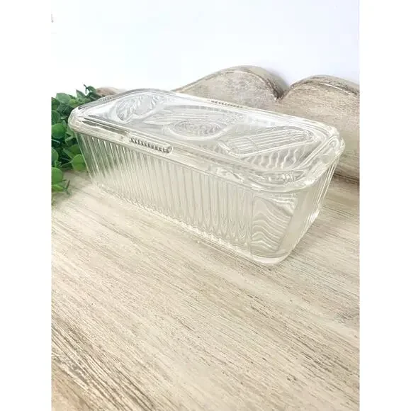 Vintage Federal Glass Refrigerator Dish Lidded Glass Storage Container Retro