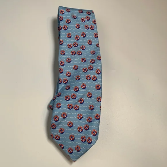 Vineyard Vines Boys Life Rings Printed Silk Tie Size 49