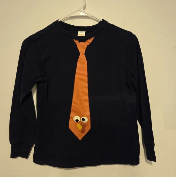 Gymboree Kids Navy Shirt with Orange Turkey Tie Thanksgiving Design 7
