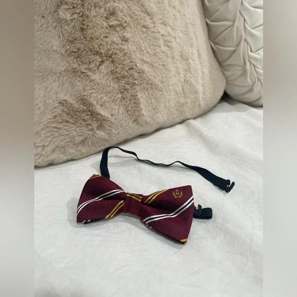 Maroon and Gold Striped Bow Tie