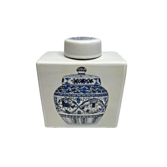 vtg FABIENNE JOUVIN Paris Apothecary Jar Porcelain TEA Caddy CANISTER Rare