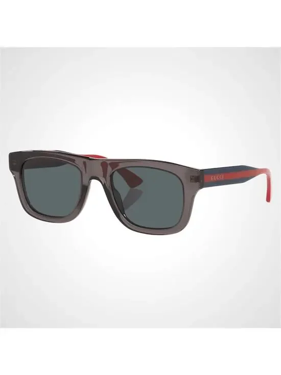 New GUCCI Sunglasses Mens 52mm Grey Square Rectangle Aviator Red Blue Web Arm