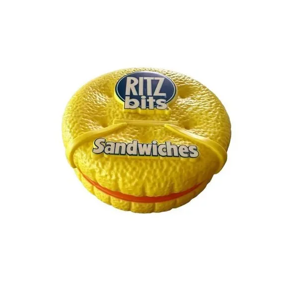 Vintage 90’s Ritz Bits Sandwiches Cracker Yellow Storage Travel Snap Container