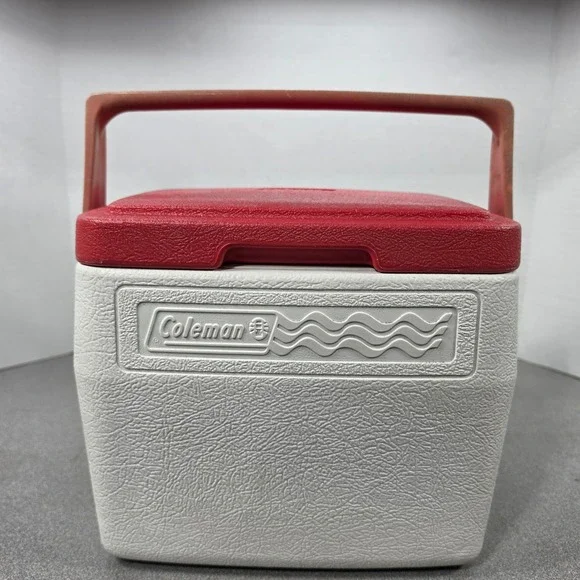 Coleman 5272 Personal Cooler Red White Small Good Vintage Flip Lid Cup Holders