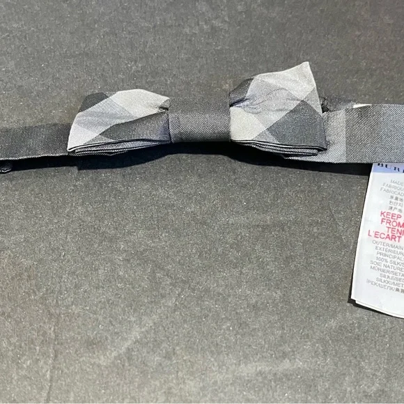 Burberry Black and Gray Checkered Bow Tie