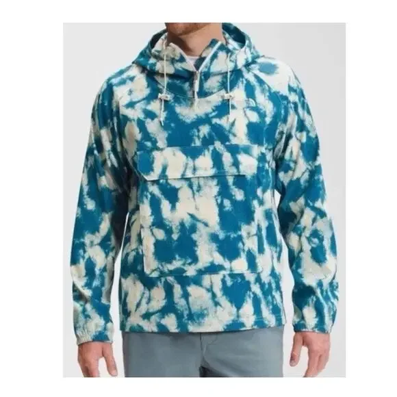 The North Face Men's XXL Class V Print PO 1/4 Zip Hooded Windbreaker Jacket Blue
