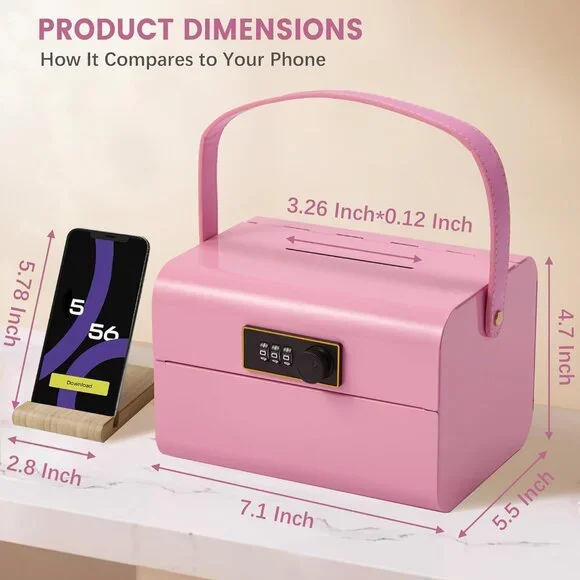 Money Safe and Cash Lock Box for Kids, Small Metal Security Safe(1 Pcs(Any Coor)