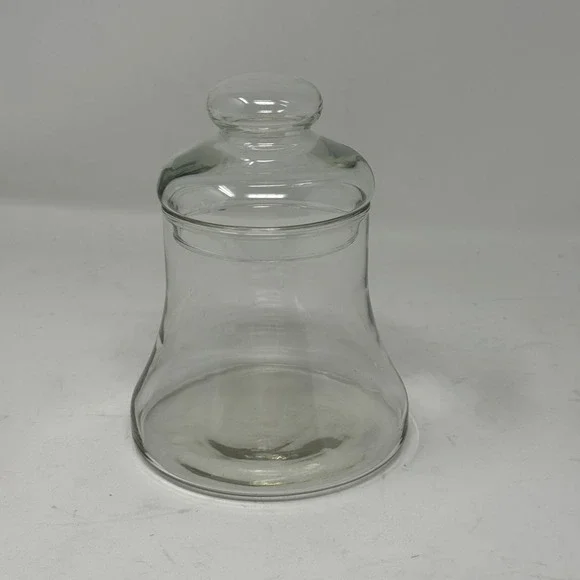 Clear Glass Apothecary Jar W Lid Bell Shaped Decor Storage Canister Minimalist‎