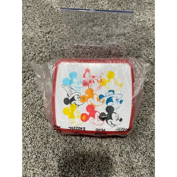 Disney Mickey Mouse Sandwich Container Kids OS Red Like New Plastic Lunch Box