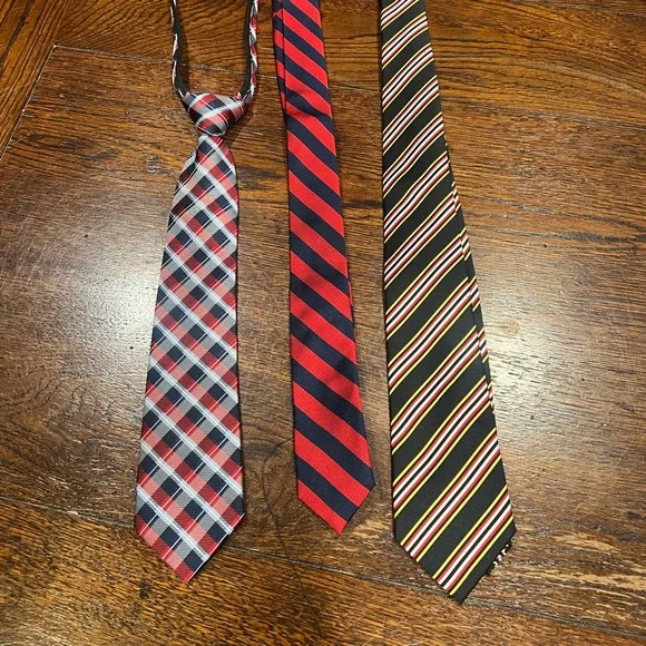 3 Kid's Silk Ties- NAUTICA Zipper tie, CREWCUTS