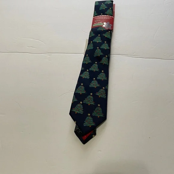 Holiday Traditions Boys tie necktie blue tree star topper