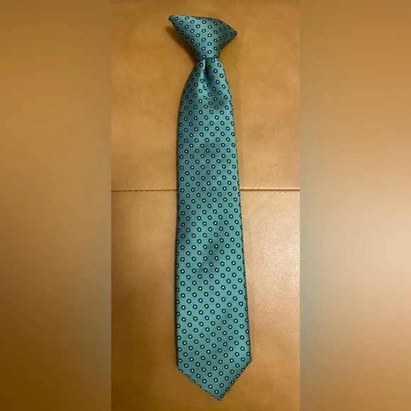 Chaps Patterned Kids Green Clip On Tie