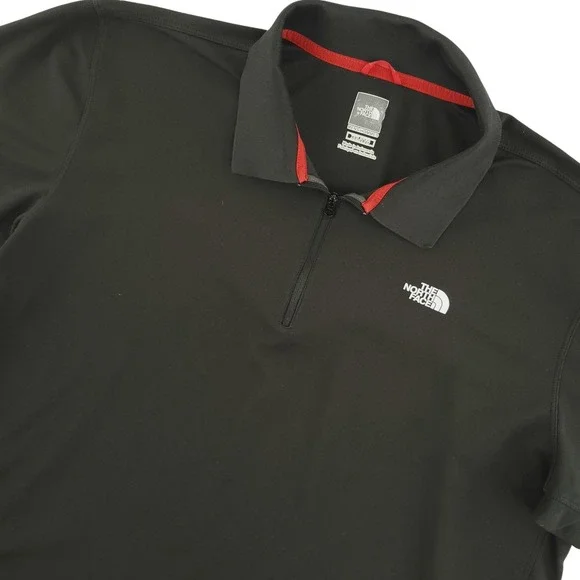 The North Face Polo Shirt Mens 2XL Short Black 1/4 Zip Performance Stretch