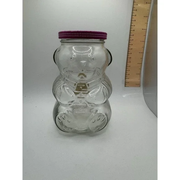 Vintage Kraft Grape Jelly Bear Jar With Original Metal Lid  No Cracks / Chips