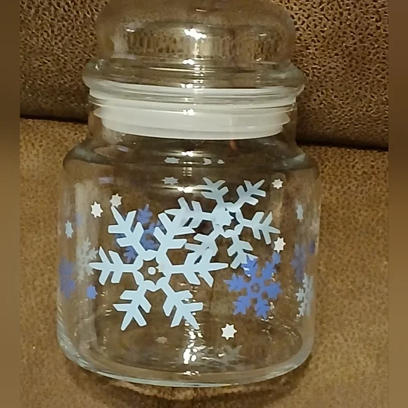 Glass Jar with Snowflake Design