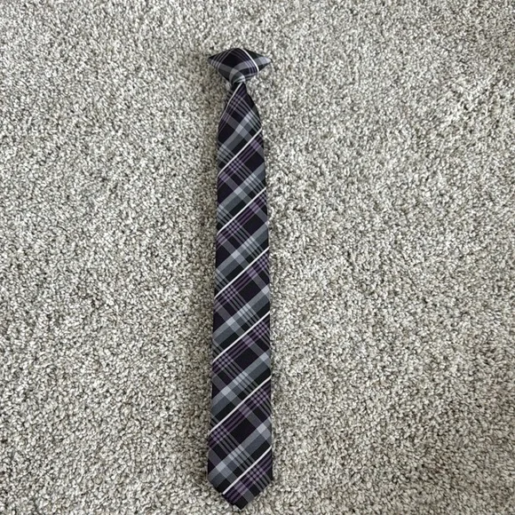 Plaid Gray and Purple Men's Tie