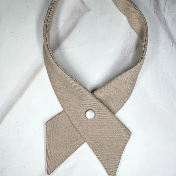 Khaki Criss-Cross Bow Tie for Uniform Adjustable Neck tie Pearl button sn…
