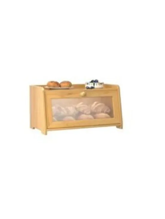TOODPC Large Bread Box with Easy Access and Clear Window - Natural Wood Finish