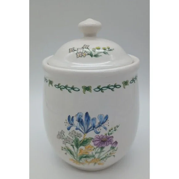 Thomson Floral Garden Small Canister Botanical Flowers Damaged