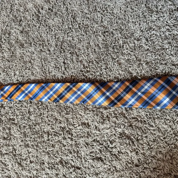 Blue and Orange Plaid Men's Tie