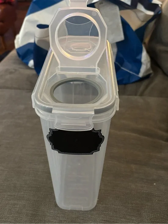 Clear Plastic Dry Food Storage Container with Flip Pour Lid - Transparent