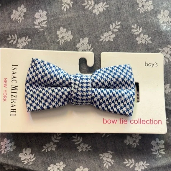 Isaac Mizrahi Blue Houndstooth Bow Tie