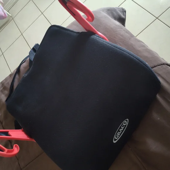 Black Stroller Organizer with Red Hooks