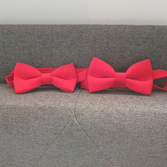 Red Bow Tie Set - 2 matching boys bow ties