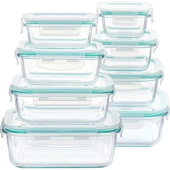 Vtopmart 8 Pack Glass Food Storage Containers with Airtight Lids Glass Meal Prep