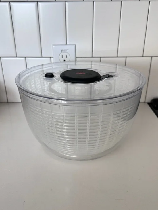 OXO Large Salad Spinner 6.22 Qt Clear Bowl 3 Piece Set Dishwasher Safe