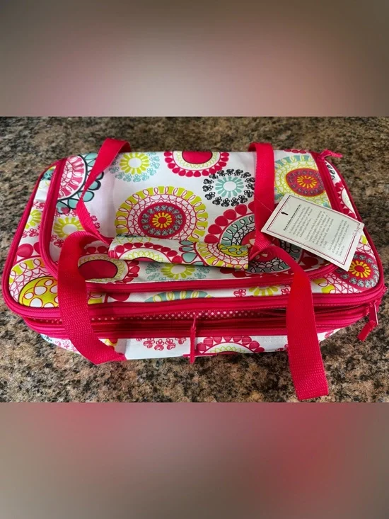 Thirty One Perfect Party Thermal Casserole Picnic Carrier Citrus Medallion Large