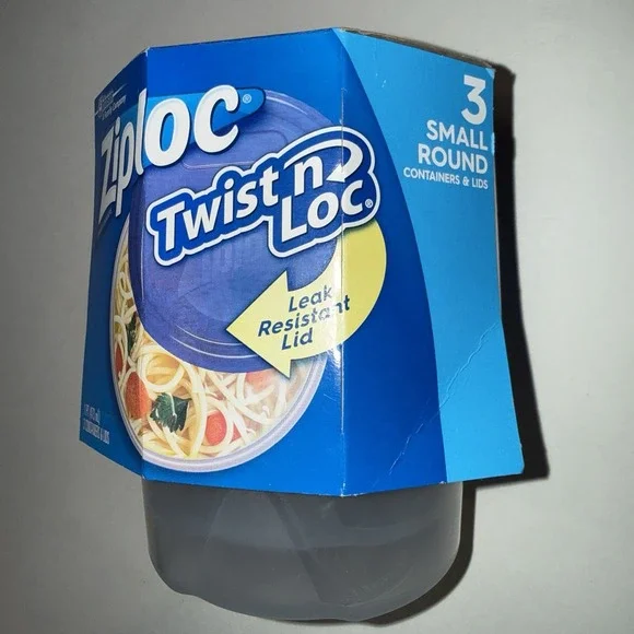 New Ziploc Twist N Lock Small Round Containers Lids 3 Pack 16 Oz 2 Cup Pint