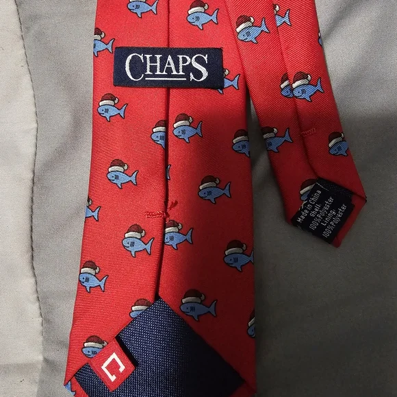Little Boys Chaps Brand New Tie with Santa Shark Design.