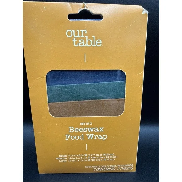 OUR TABLE Set Of 3 Beeswax‎ Food Wrap New SMALL medium LARGE Sealed
