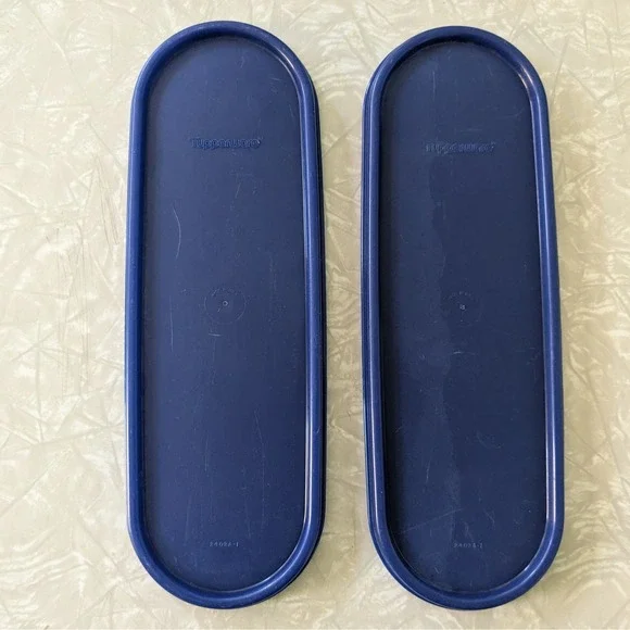Tupperware Modular Mates Oval Seal Lids Navy Blue 2402A-1 Set of 2 Replacement