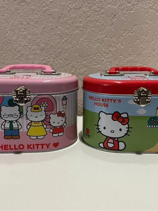 Sanrio Hello Kitty Storage Metal Tin - Red Lid