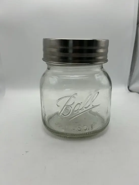 Ball Half Gallon 64 oz / 2 qt Glass Storage Canister Stainless Lid Mason Jar