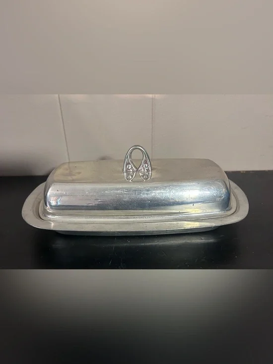 Vintage Queen Art Pewter Covered Butter Dish Handmade Danish Quality USA