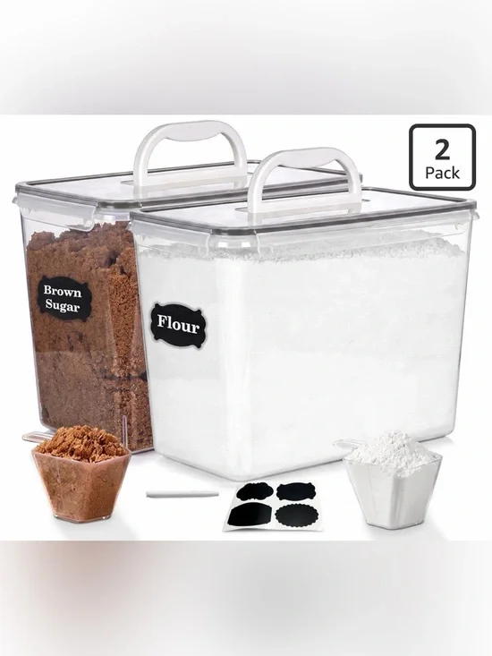 Kitchen Storage Canister Set - White Flour Container