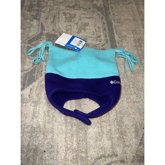 New Columbia Infant Pigtail Hat Infant One Size‎ Purple/Blue Winter Fleece Cap