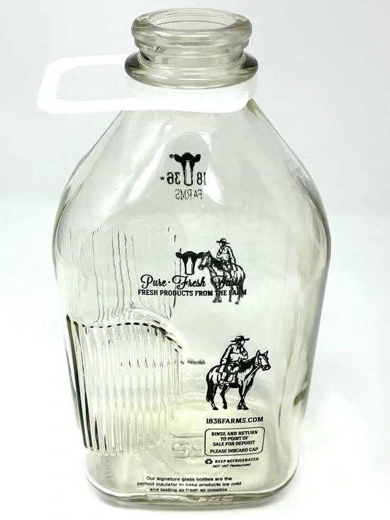 1836 FARMS Glass Collectible Milk Bottle 64 oz Large Terrell Texas 10