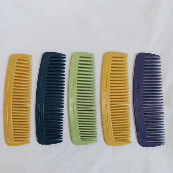 Vintage Pocket Combs Lot of Five Retro Colors