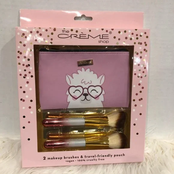 The Crème Shop Makeup Brush & Travel Pouch Set