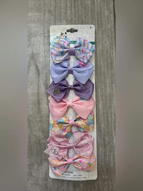 Kids Bow Hair Clip Set - Pastel Purple & Pink