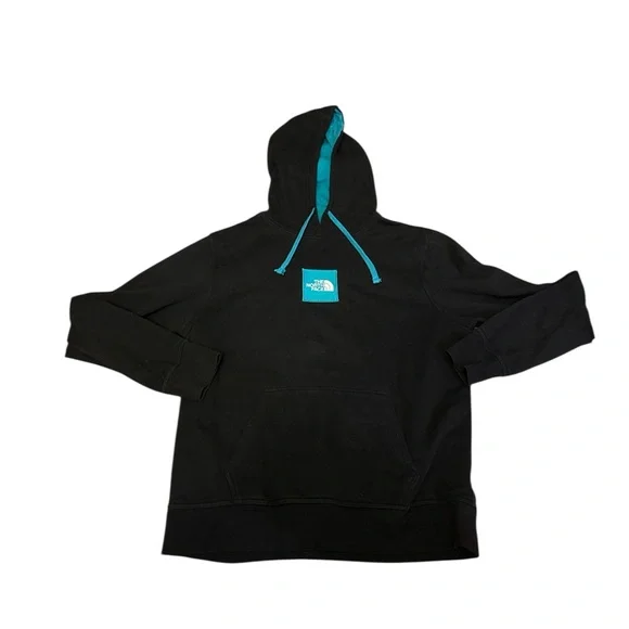 The North Face Men's Black and Teal Hoodie