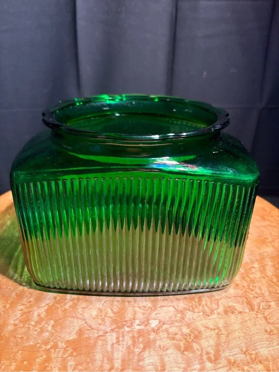 Vintage Green Ribbed Hoosier Glass Spice Canister Jar ALR Co R-17