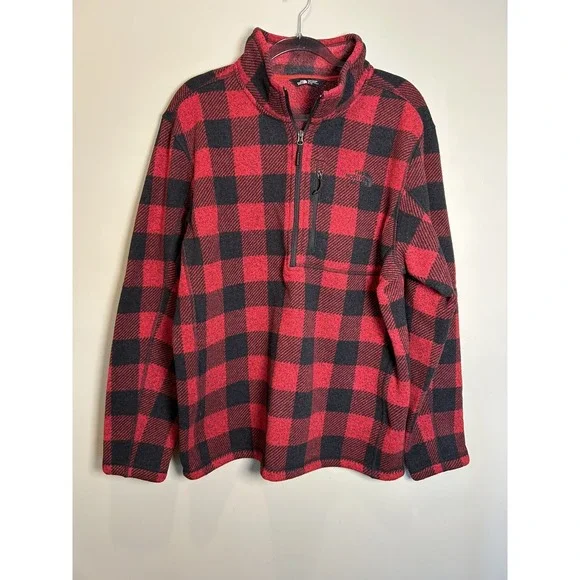 The North Face Gordon Lyons Jacket Men XL 1/4 Zip Fleece Buffalo Plaid Novelty