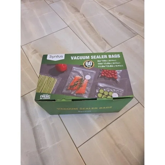 Syntus Vacuum Sealer Bags for Food, 60 Count Quart‎ 8 x 10 10 x 13.8 11.8 x 14